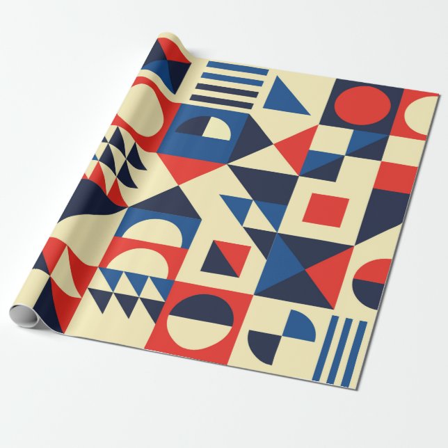 Papel De Presente Padrão sem costura geométrico do século do médio - (Desenrolado)