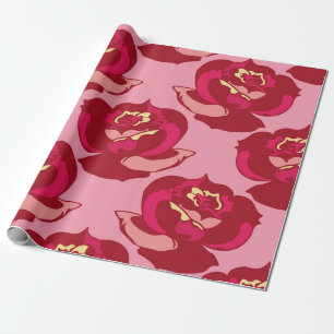 Papel De Presente Padrão sem costura rosas burgundy dourado beleza d