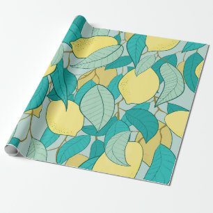 Papel De Presente padrão sem descontinuidades com jardim de limão de