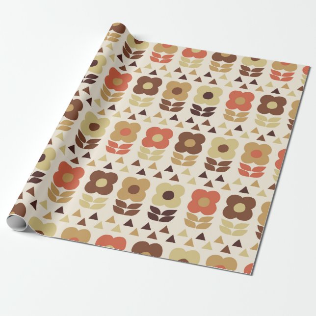 Papel De Presente Padrão sem descontinuidades das flores retrorrefle (Desenrolado)