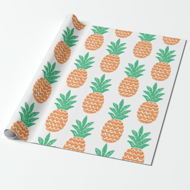 Papel De Presente padrão sem descontinuidades do abacaxi divertido (Desenrolado)