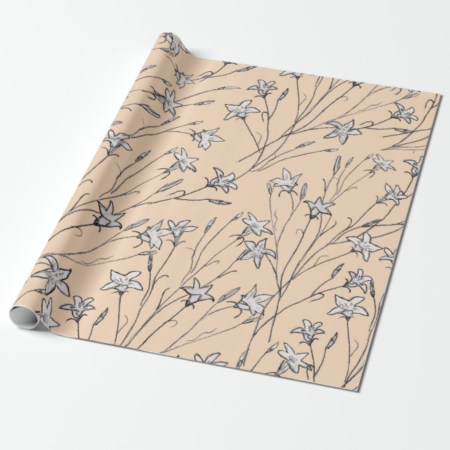 Papel De Presente padrão sem descontinuidades flores pastel linchand (Desenrolado)