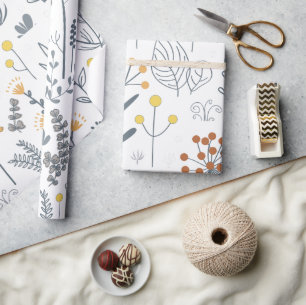 Papel De Presente Padrão Sensível de Abstrato Floral Moderno