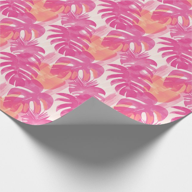 Papel De Presente Padrão simples de abstrato com folhas de monstera, (Ponta)