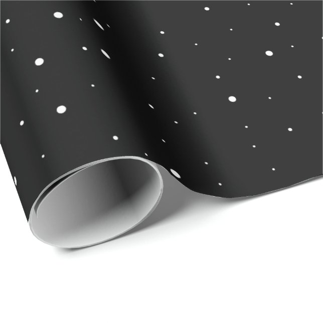 Papel De Presente Padrão Simples de Floco de Neve Preto e Branco (Ponta do rolo)