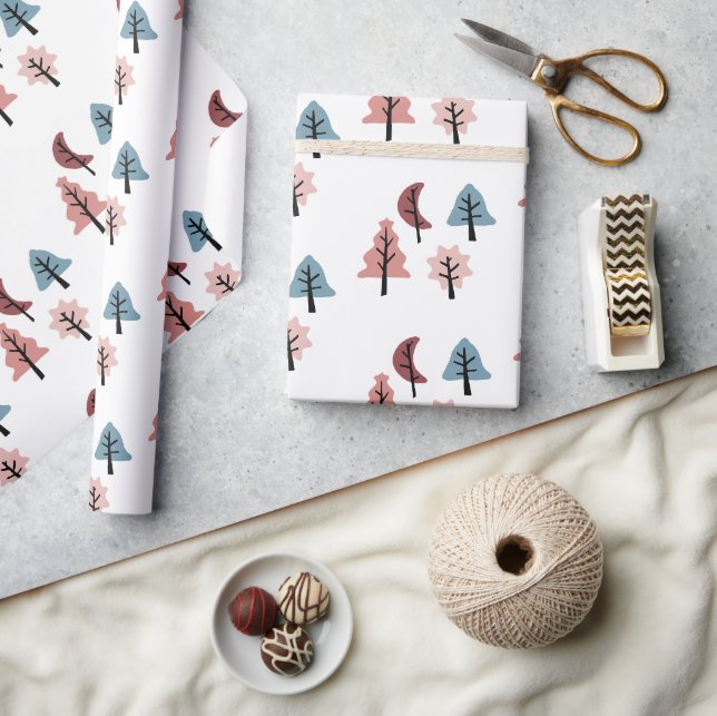 Papel De Presente Padrão Simples de Natal Árvore de Natal Pastel Fes (Artesanato)