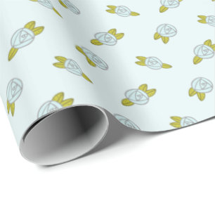 Papel De Presente Padrão Simples De Rosa Floral Azul, Correto