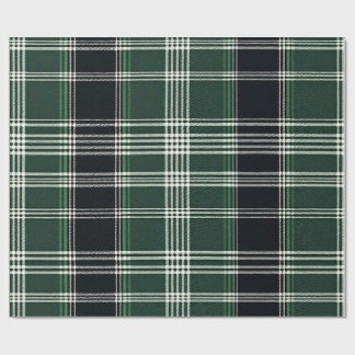 Papel De Presente Padrão Simples de Xadrez Escocês Clássico Verde Fé