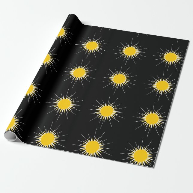 Papel De Presente Padrão solar brilhante amarelo-claro (Desenrolado)