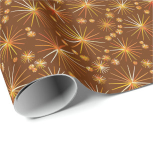 Papel De Presente Padrão Sputnik de meio século, Castanho de Chocola