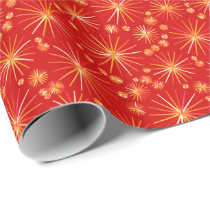 Papel De Presente Padrão Sputnik do meio século, Vermelho Profundo