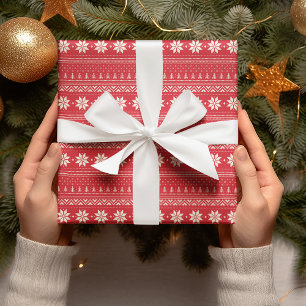 Papel De Presente Padrão Stripes Vermelho e Branco Presente de Natal