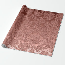 Papel De Presente Padrão Suculento Floral Cor-de-Rosa Dourada, Metál