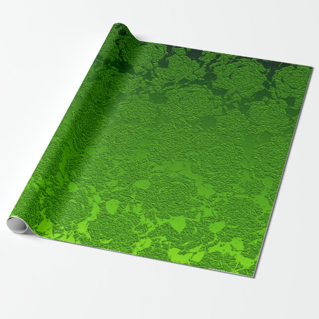 Papel De Presente Padrão Suculento Floral de Natal Verde Metálico (Desenrolado)