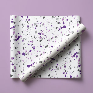 Papel De Presente Padrão Terrazzo das Cinzas Roxas Modernas
