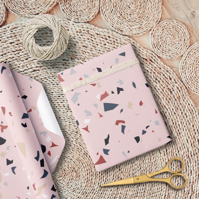 Papel De Presente Padrão Terrazzo do Meio século moderno (In situ)