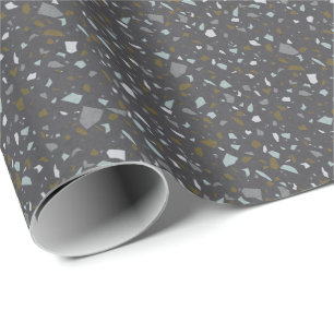 Papel De Presente Padrão texturizado de terrazzo escuro granuloso