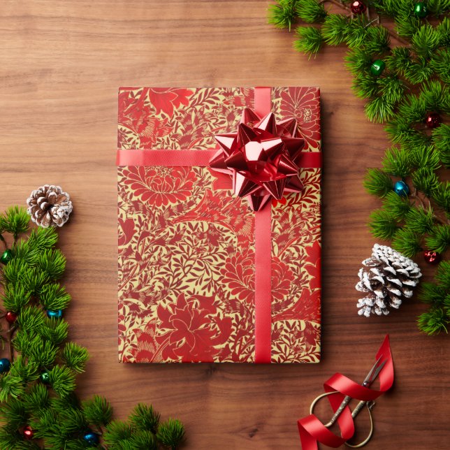 Papel De Presente Padrão Toile de Jouy. (Presente de Natal)