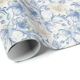 Papel De Presente Padrão Toile-De-Jouy Casamento
