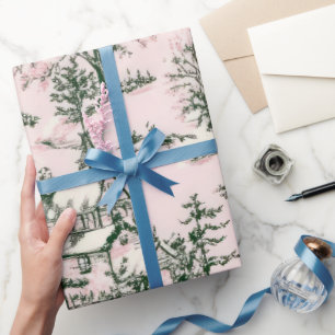 Papel De Presente Padrão Toile de Natal Vitoriano Vintage