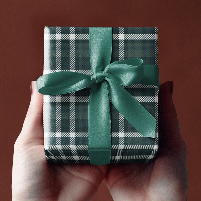 Papel De Presente Padrão Tradicional Clássico de Xadrez Tartan Verde (Green Tartan Plaid Classic Traditional Pattern Wrapping Paper
)