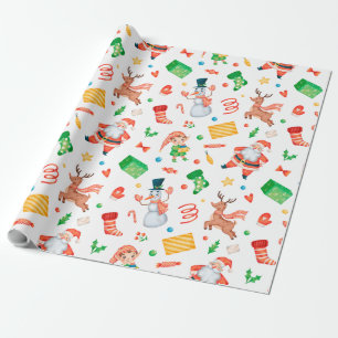 Papel De Presente Padrão tradicional da árvore de Natal rústica