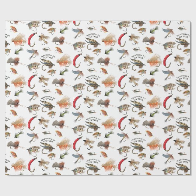 Papel De Presente Padrão tradicional de mosca para amarradores (Aberto)