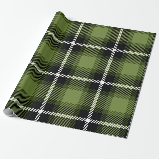 Papel De Presente Padrão Tradicional de Tartan (Desenrolado)
