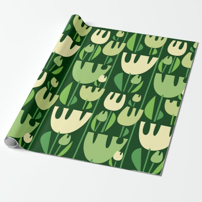 Papel De Presente Padrão transparente de cores Tulips (Desenrolado)