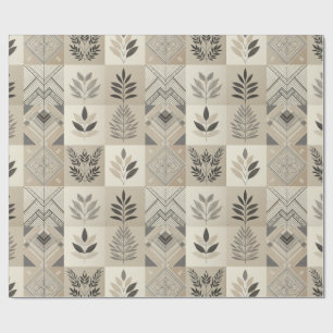 Papel De Presente Padrão Tribal Geométrico Retroativo