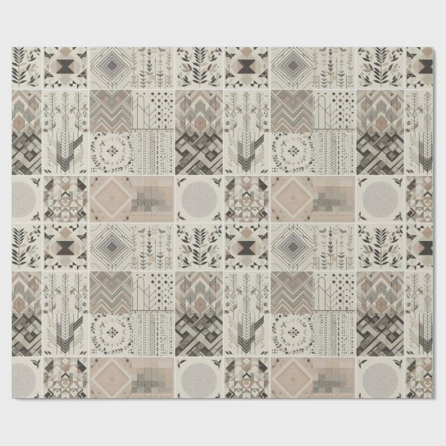 Papel De Presente Padrão Tribal Geométrico Retroativo (Aberto)