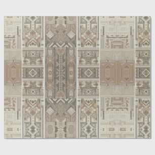 Papel De Presente Padrão Tribal Geométrico Retroativo