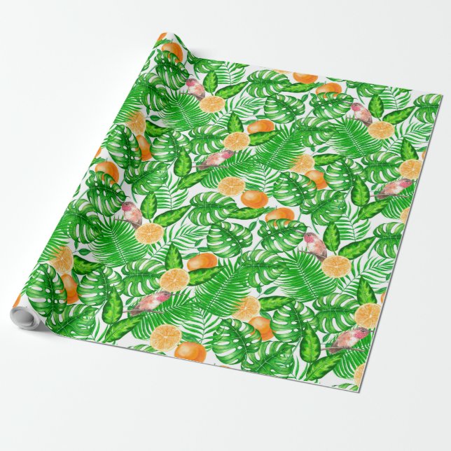 Papel De Presente Padrão tropical, beija-flores II (Desenrolado)
