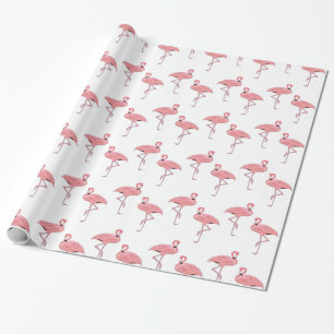 Papel De Presente Padrão Tropical Clássico de Flamingos Rosa