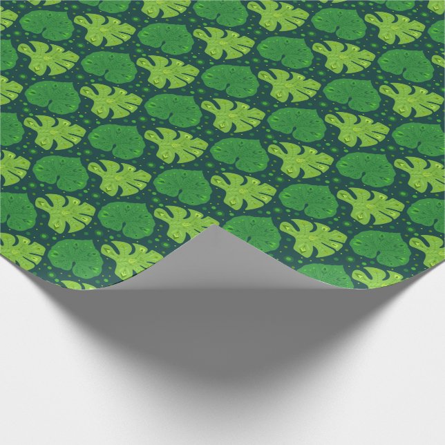 Papel De Presente Padrão tropical com folhas de líana e monstera (Ponta)