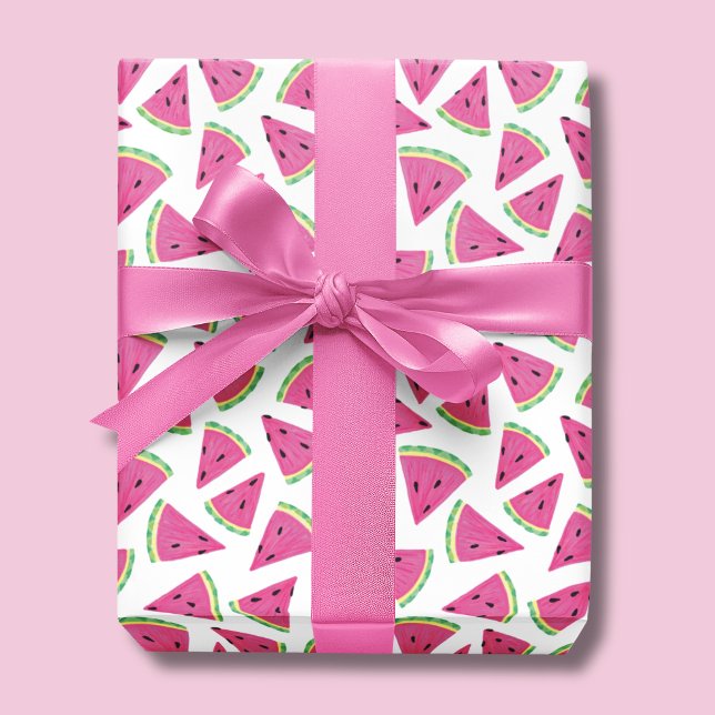 Papel De Presente Padrão Tropical de Melancia (Colorful pink watermelon wrapping paper rolls perfect for girls birthdays and baby showers.)