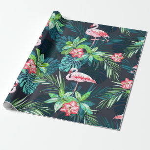Papel De Presente Padrão tropical de verão sem costura com flaming
