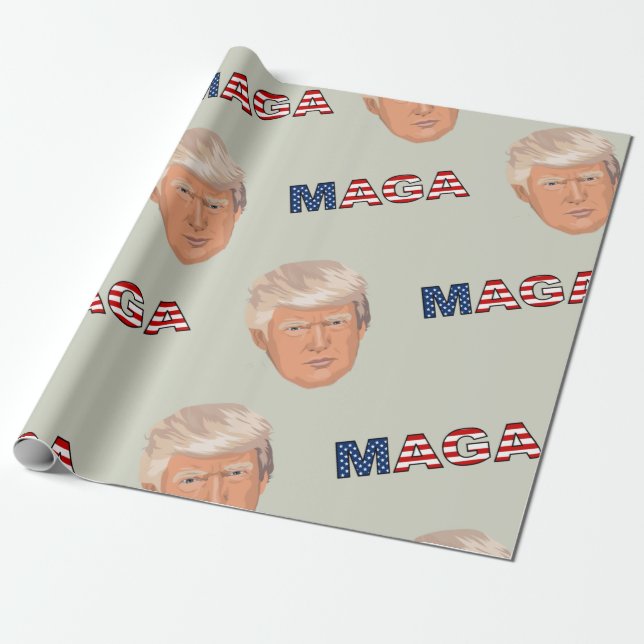 Papel De Presente Padrão Trump MAGA (Desenrolado)