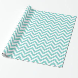 Papel De Presente Padrão Turquoise Aqua White Large Chevron ZigZag