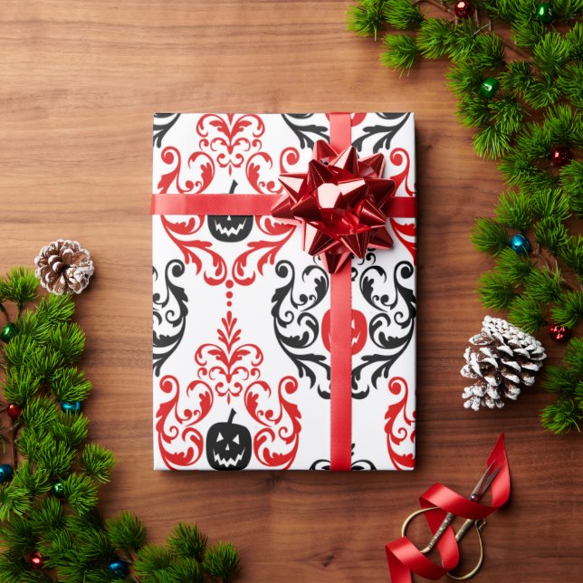 Papel De Presente Padrão único de abóbora de Halloween (Presente de Natal)