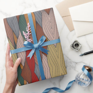 Papel De Presente Padrão único ondulado com cor laranja rosa verde