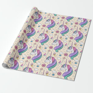 Papel De Presente Padrão Unicorn