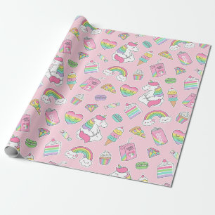 Papel De Presente Padrão Unicórnio
