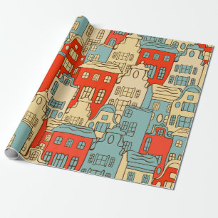 Papel De Presente padrão uniforme da vintage abstrato city.