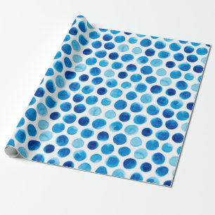 Papel De Presente Padrão uniforme de aquarela com bolinhas azuis