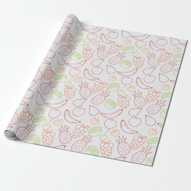 Papel De Presente padrão uniforme de fruta | Padrão da superfície da (Desenrolado)
