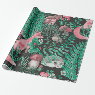 Papel De Presente Padrão uniforme desenhado à mão com floresta aq