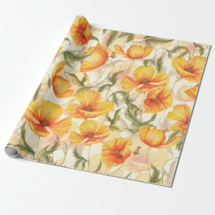 Papel De Presente Padrão uniforme floral de aquarelas desenhado à 