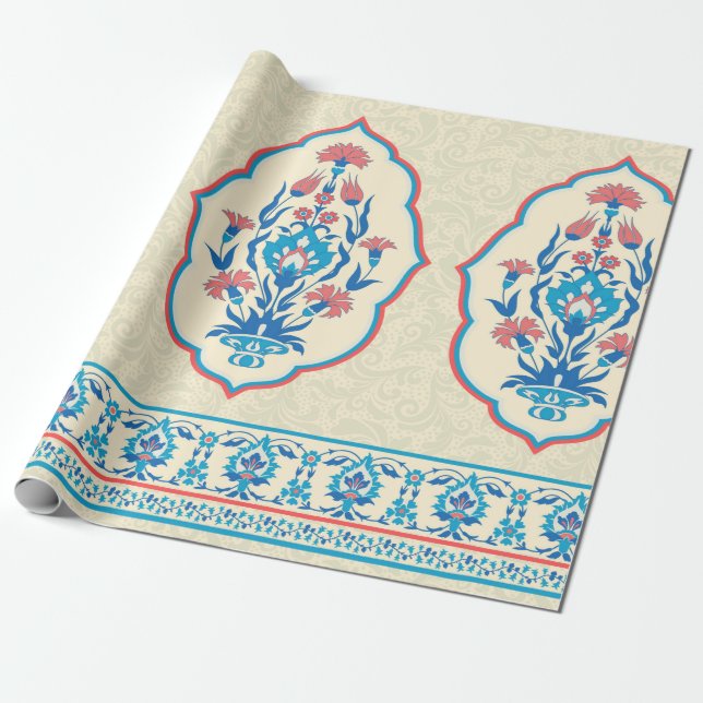 Papel De Presente padrão uniforme floral do tecido no estilo étnico (Desenrolado)