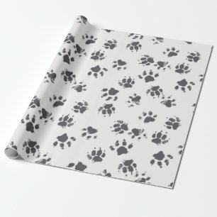 Papel De Presente padrão uniforme vintage com pegadas de pata de um